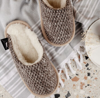 Pure Wool Taupe Mules, 2 of 7