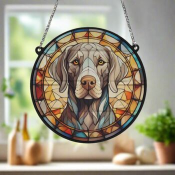 Weimaraner Stained Glass Effect Suncatcher, 5 of 6