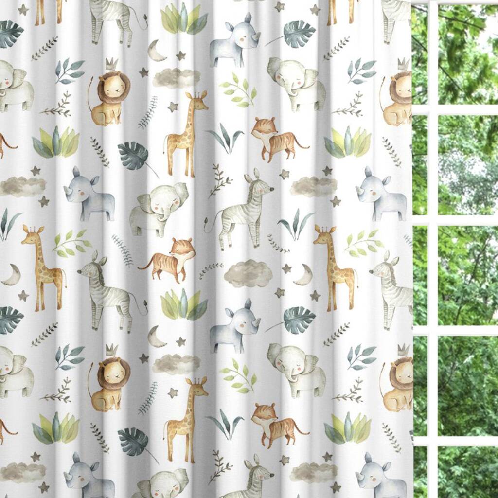 Safari Baby Animal Curtains Fabric Sample By Big Little Bedrooms