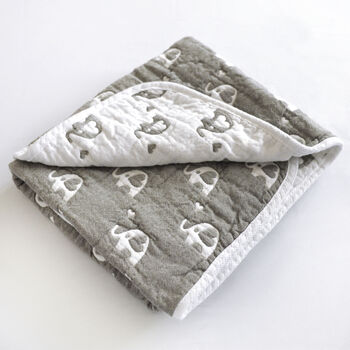 Personalised Reversible Grey And White Elephant Blanket, 11 of 12