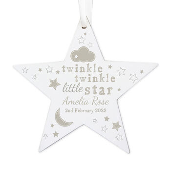Personalised Twinkle Twinkle Wooden Star Decoration – Christening Or New Baby Gift, 4 of 4