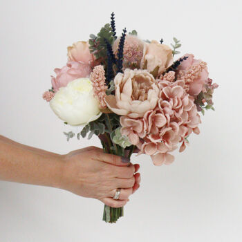 Blush Pink And Peach Bridal Artificial Flower Bouquet, 3 of 12
