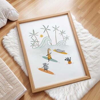 Animal Surf School Children's Art Print, 2 of 3