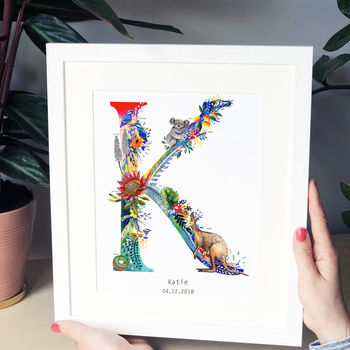 Personalised J To S Bright Wildlife Initials Print, 7 of 12
