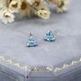 Sterling Silver Trillion Cut Topaz Blue Cz Stud Earrings, thumbnail 1 of 12