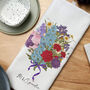 Hand Illustrated Birth Flower Family Bunch Tea Towel, thumbnail 6 of 9