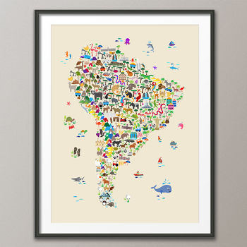 Animal Map South America Childrens Print, 5 of 5