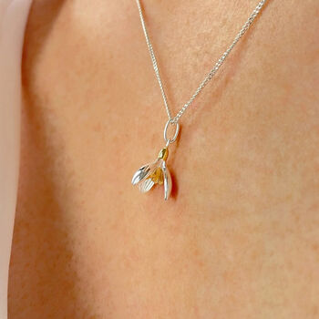 Personalised Sterling Silver January Snowdrop Birth Flower Necklace, 2 of 8