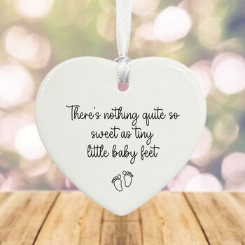 Personalised Porcelain Heart 'Tiny Little Baby Feet' New Baby, 2 of 2