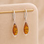 Sterling Silver Baltic Amber Teardrop Earrings, thumbnail 1 of 6