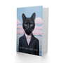 Black Suit Seafaring Pet Cat Lover Dad Birthday Card, thumbnail 2 of 4