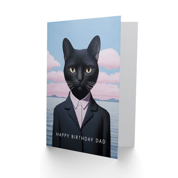 Black Suit Seafaring Pet Cat Lover Dad Birthday Card, 2 of 4