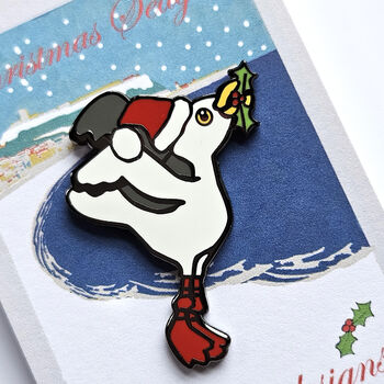 Christmas Seagull Enamel Pin, 8 of 8