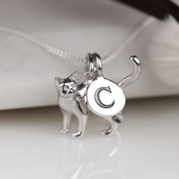 Personalised Solid Silver Cat Necklace, 3 of 5