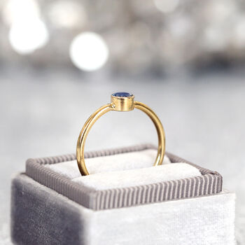 Blue Sapphire Solitaire Ring Gold Or Silver, 11 of 12