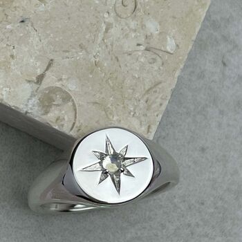 Sterling Silver Signet Ring Moonstone, 3 of 9