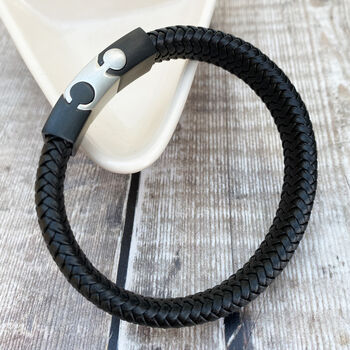 Tread Leather Bracelet Black, 3 of 6