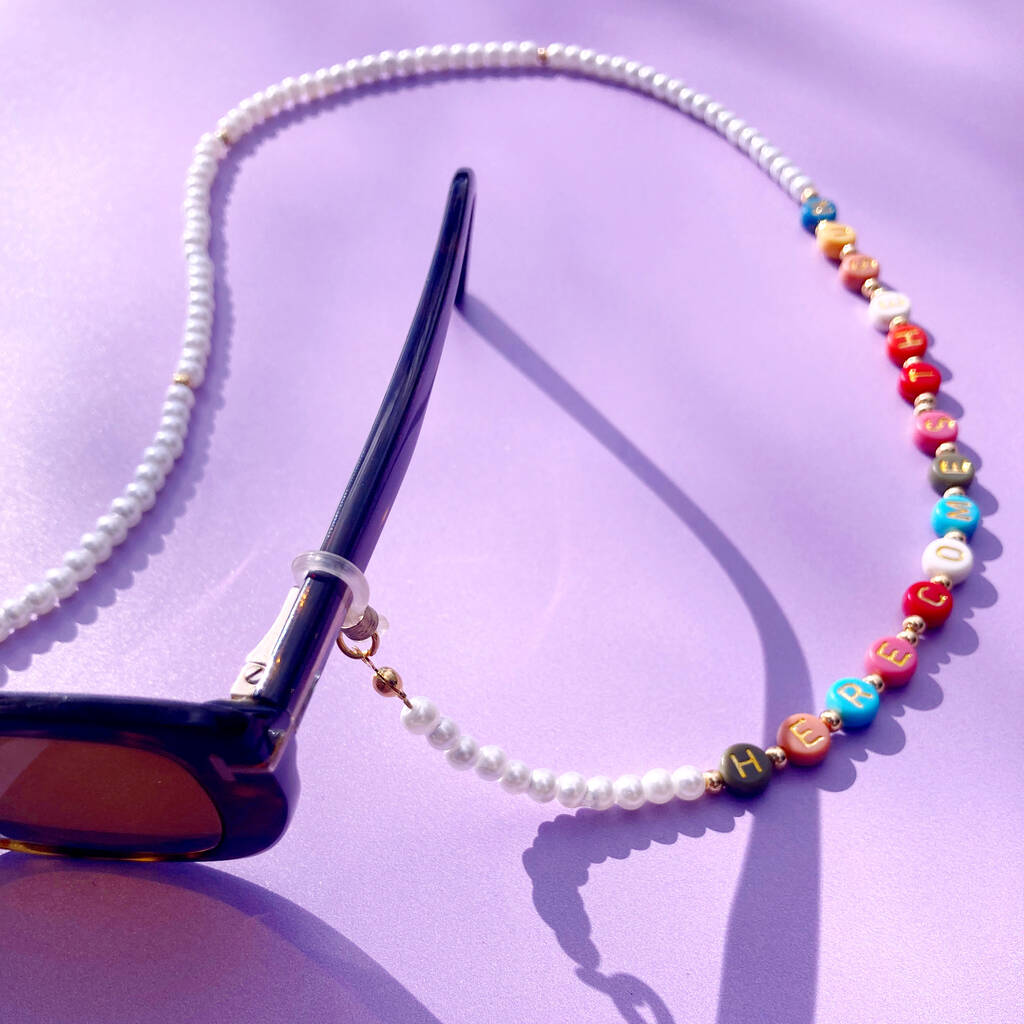 Personalised Pearl Beaded Sunglasses Chain By Lucent Studios
