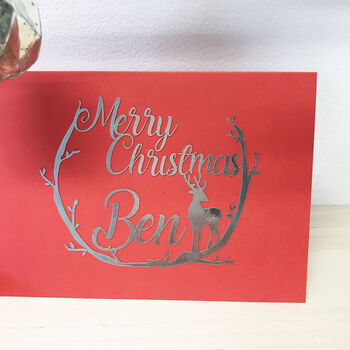 Personalised Reindeer Christmas Card, 9 of 11