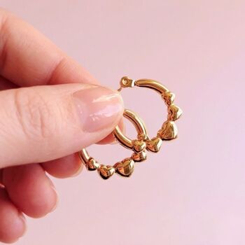 Heart Hoop Stainless Steel Earrings Gold Or Silver Tone, 2 of 9