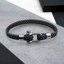 Men's Nautical Shackle And Woven Leather Bracelet, thumbnail 3 of 11