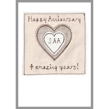 Personalised Linen 4th Wedding Anniversary Card, 3 of 9