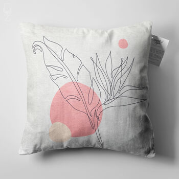 Cushion Cover With Abstract Pink And Black Leaf Design, 4 of 7