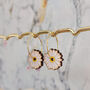 Daisy Charm Gold Plated Hoop Earrings, thumbnail 5 of 7