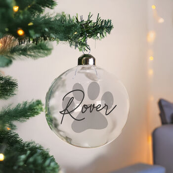 Personalised Paw Print Glass Bauble, 2 of 4