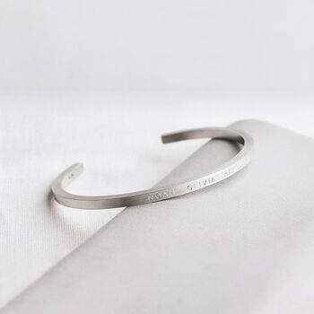 Personalised Men's Sterling Silver Square Cuff, 5 of 6