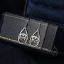 Eye Of Horus Drop Hook Earrings In Sterling Silver, thumbnail 4 of 10