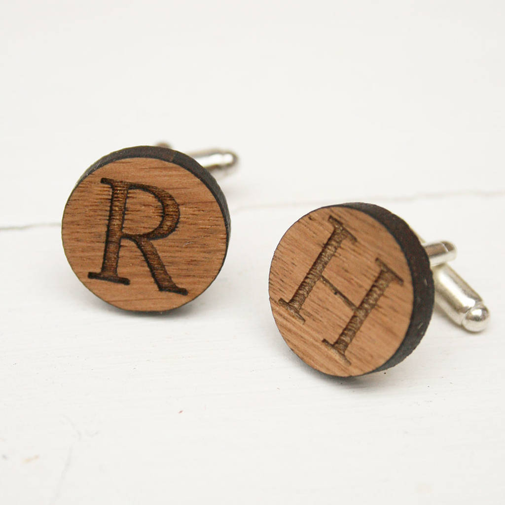 Image of Wooden Initial Cufflinks