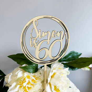 Personalised Wooden Birthday Cake Topper For Ages 18 60, 3 of 4