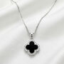 Sterling Silver Black Clover Necklace, thumbnail 2 of 7