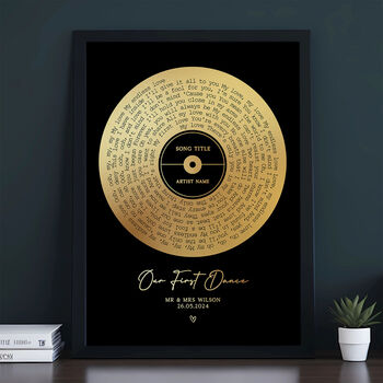 Personalised Metallic Foil Song Lyrics Print, 4 of 8