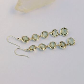 Green Amethyst Drop Silver Earrings, 5 of 6