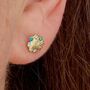Electric Garden Gold Diamond And Gemstone Stud Earrings, thumbnail 1 of 5