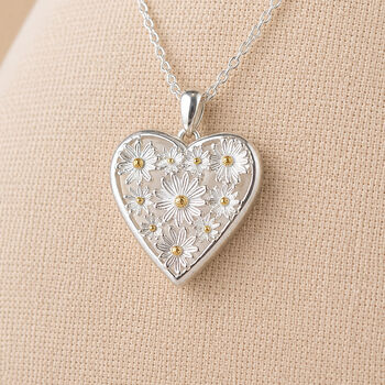 Personalised Sterling Silver Daisy Heart Locket, 3 of 9