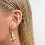 Teardrop Ribbon 18kt Gold Plated Silver Hoop Earrings, thumbnail 2 of 7