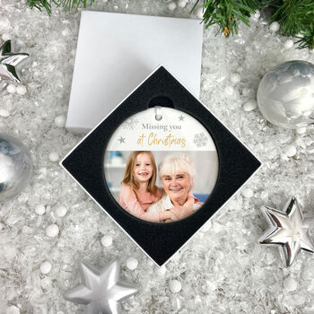 Memorial Photo Ceramic Disc Hanging Decoration Bauble + Gift Box, 2 of 6