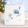 Dog In Snow Illustrated Christmas Card, thumbnail 1 of 5
