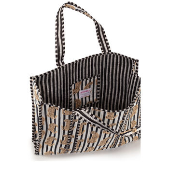 Serendipity Cotton Quilted Tote Bag Leopard, 3 of 5