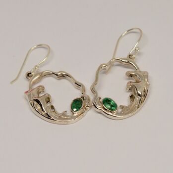 Emerald Sterling Silver Earrings, 2 of 8