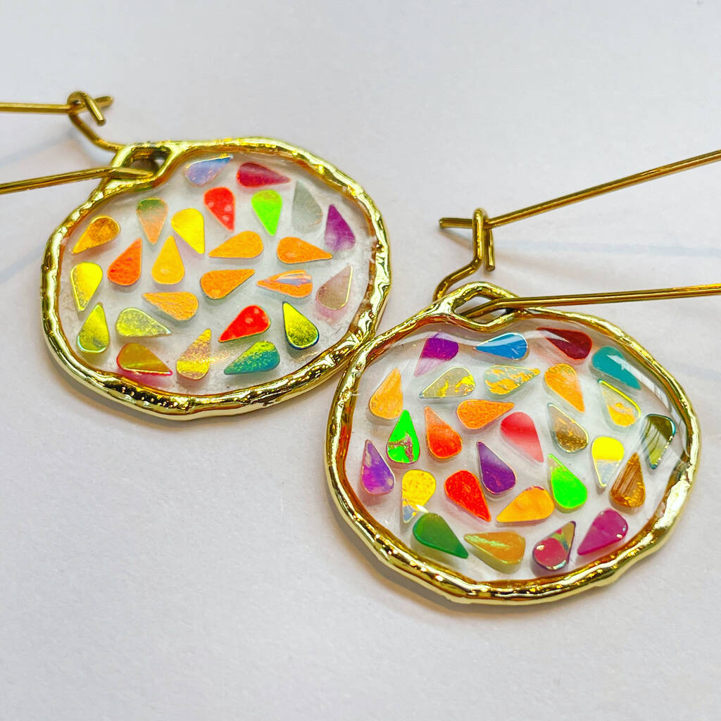 Small Disco Ball Earrings With Gold Sparkles, 1 of 12