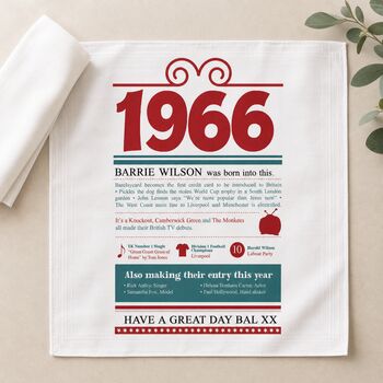 Personalised 60th Birthday 1966 Handkerchief Pair, 5 of 12