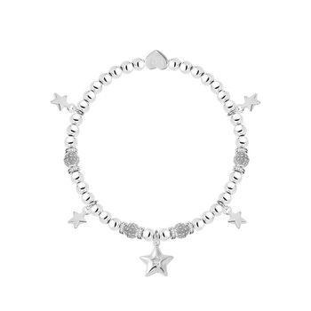 Christmas Silver Stars Charm Bracelet In Flower Gift Box, 2 of 3