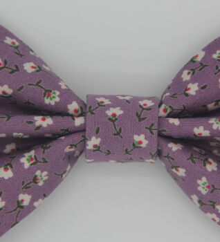 Purple Ditsy Daisy Dog Bow Tie, 4 of 5