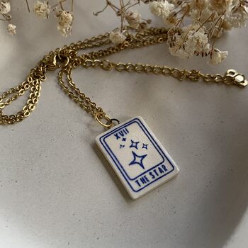 Ceramic Tarot Card Tiny Clay Charm Necklace The Star, 9 of 9