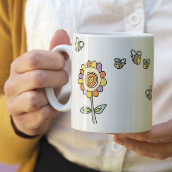 Personalised 'Flower And Bees' Teacher Mug, 3 of 3