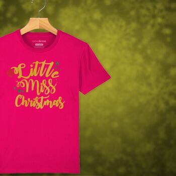 'Little Miss Christmas' Glittery Girls Christmas T Shirt, 2 of 12